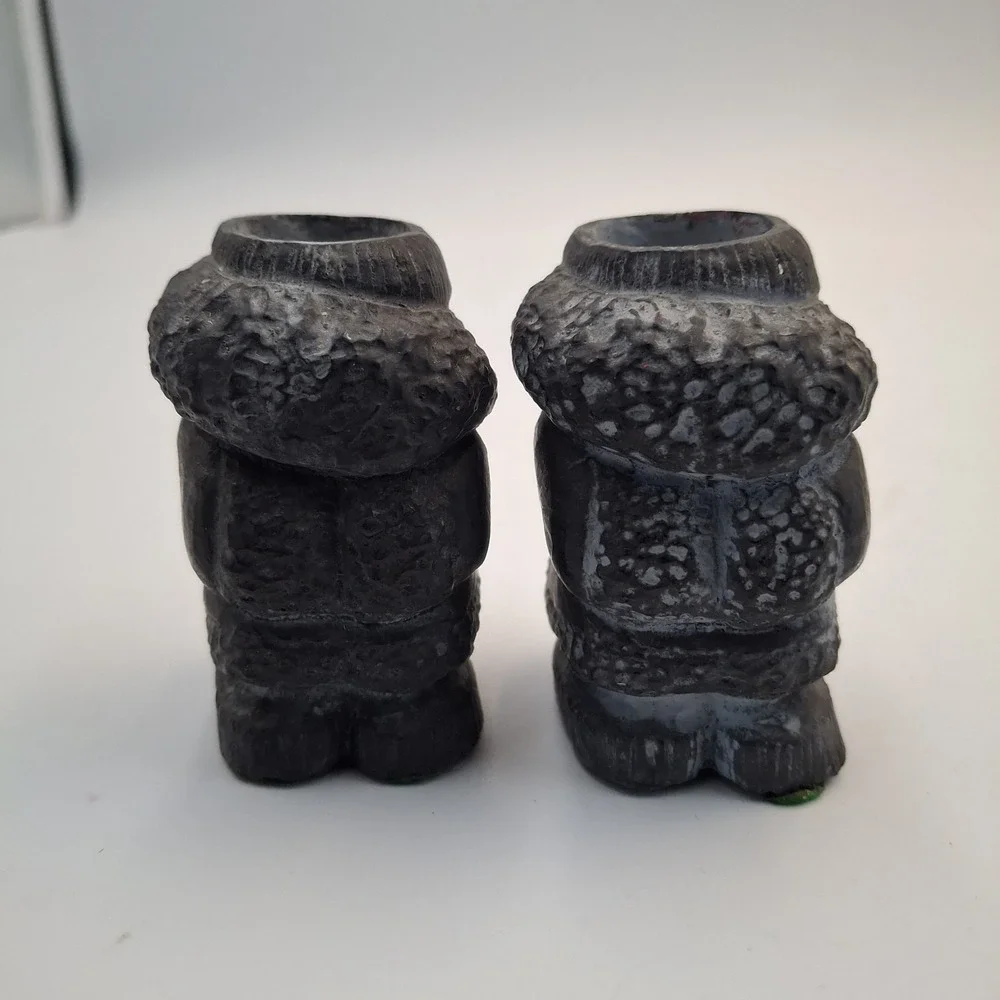 Vintage Authentic Handicraft Eskimo Inuit Figurine Candle Holder Pair 3.25